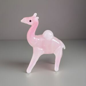 Miniature Hand Blown Glass Camel Light Pink Swirl Figure Animal
